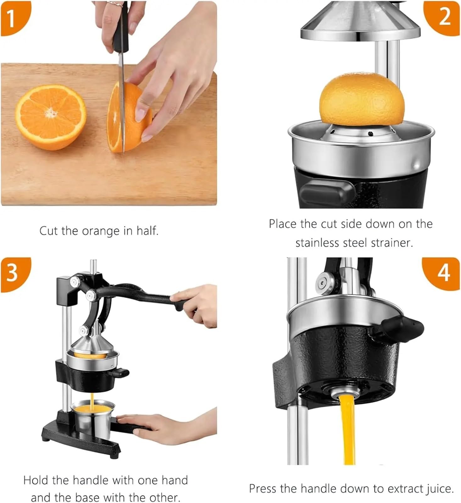 Exprimidor manual de frutas, Exprimidor Manual de Hierro Fundido for Naranja, Limón, Lima, Granada, 40 cm