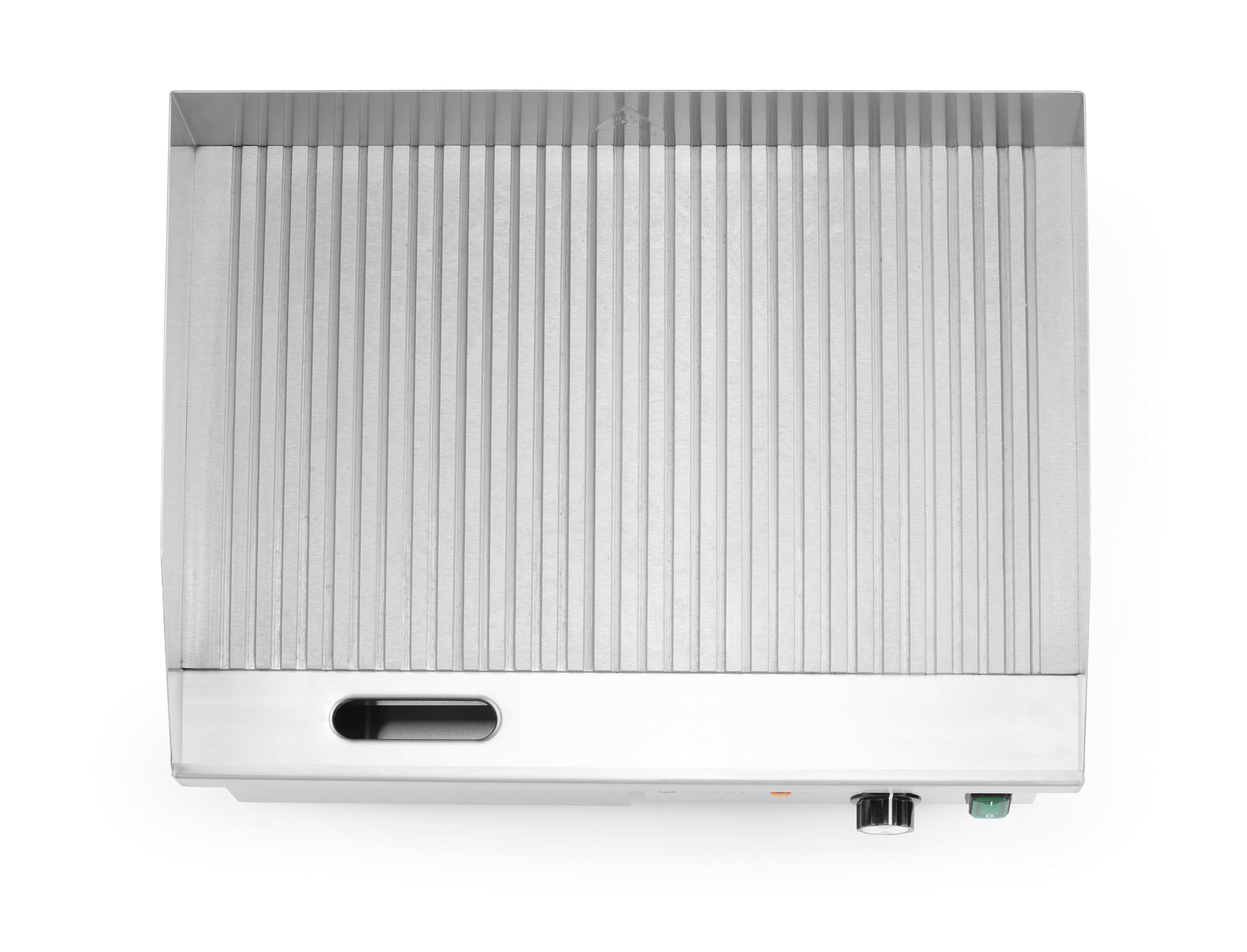 HENDI Plancha à griller électrique rainurée, plaque de cuisson, grill barbecue avec tiroir à graisse amovible, température jusqu’à 300°C, 220V, 3000W, 550x430x(H)240mm, inox