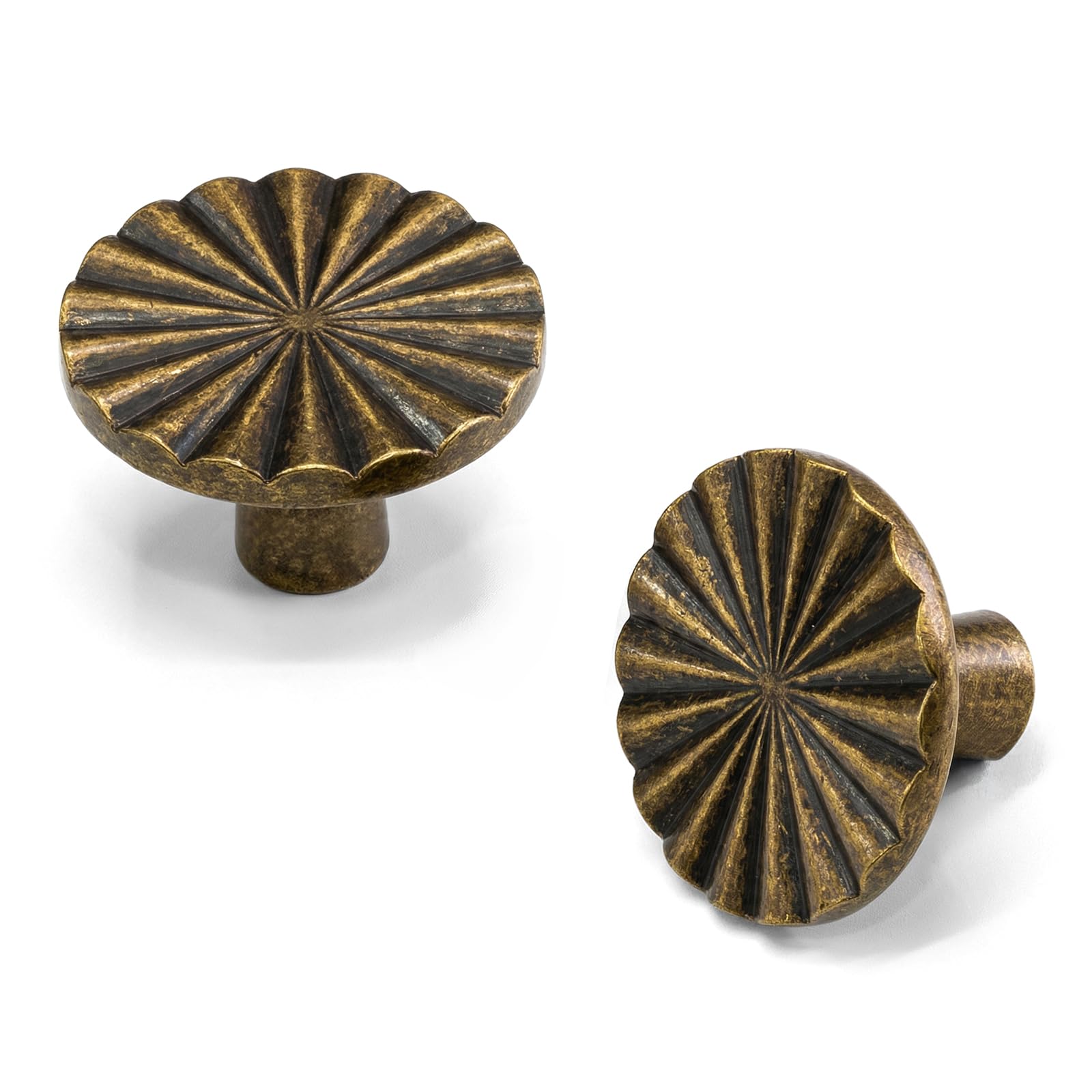 homdiy 10 Pack Dresser Knobs Antique Brass Cabinet Knobs Antique Brass Drawer Knobs, Solid Zinc Alloy Vintage Brass Knobs for Cabinet Drawer Cupboard