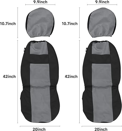 Miniatura 7 de Juego completo de fundas de asiento de automóvil, fundas de asiento de banco dividido delantero y trasero de tela transpirable para automóvil,