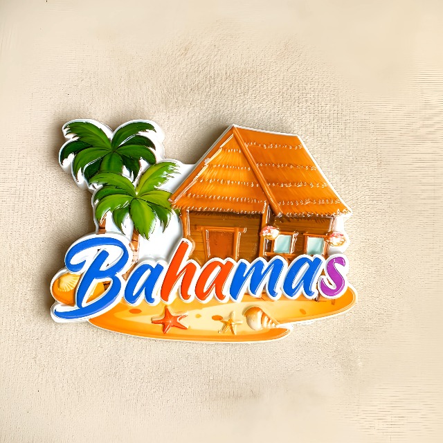 Imán decorativo de refrigerador con escena tropical Bahamas miniatura 4