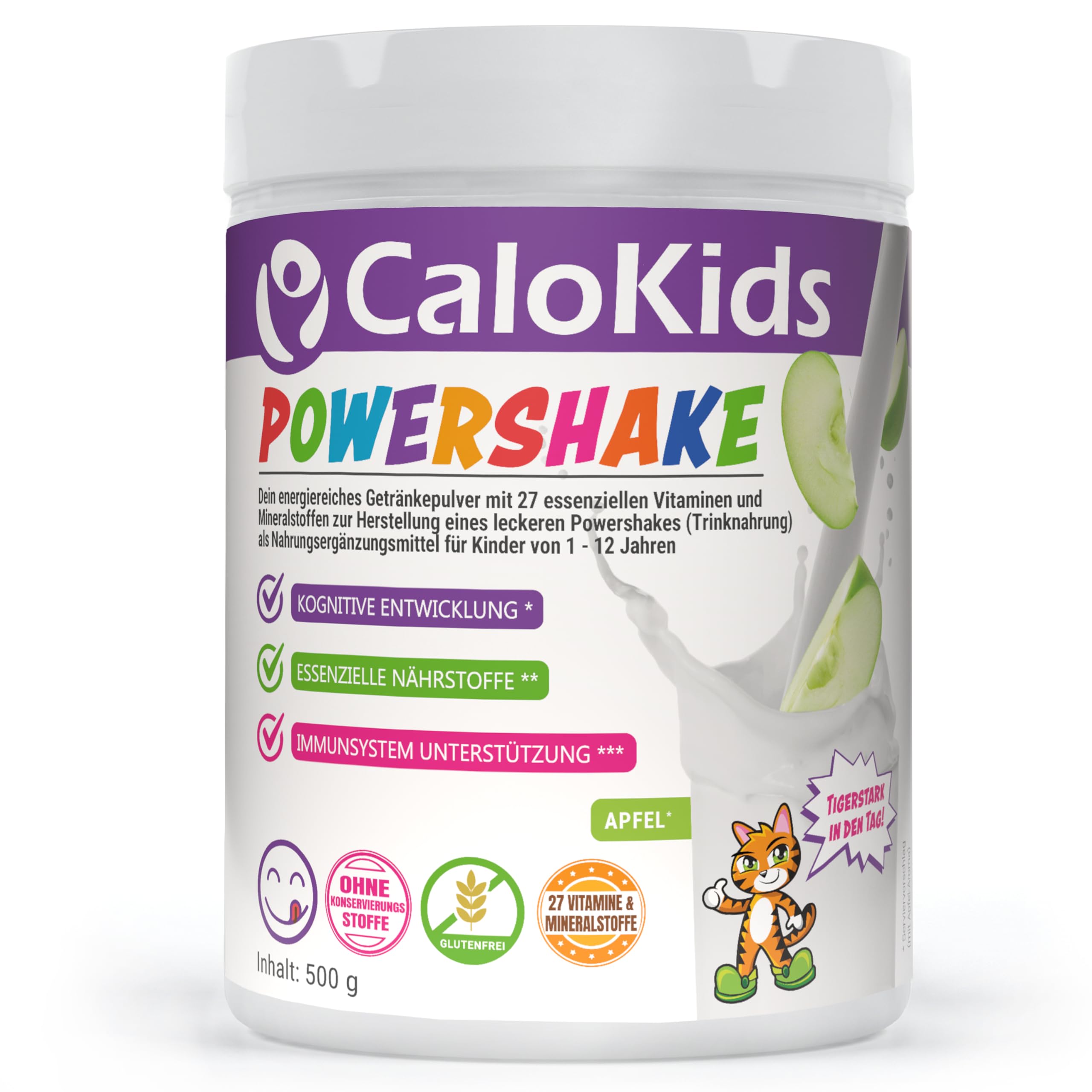 Beber Alimentos Niños Powershake Suplemento Dietético para Niños de 1-12 Años | 27 Vitaminas Minerales y Proteínas para apoyar el Desarrollo del Crecimiento y el Sistema Inmunológico | CaloKids (500 g