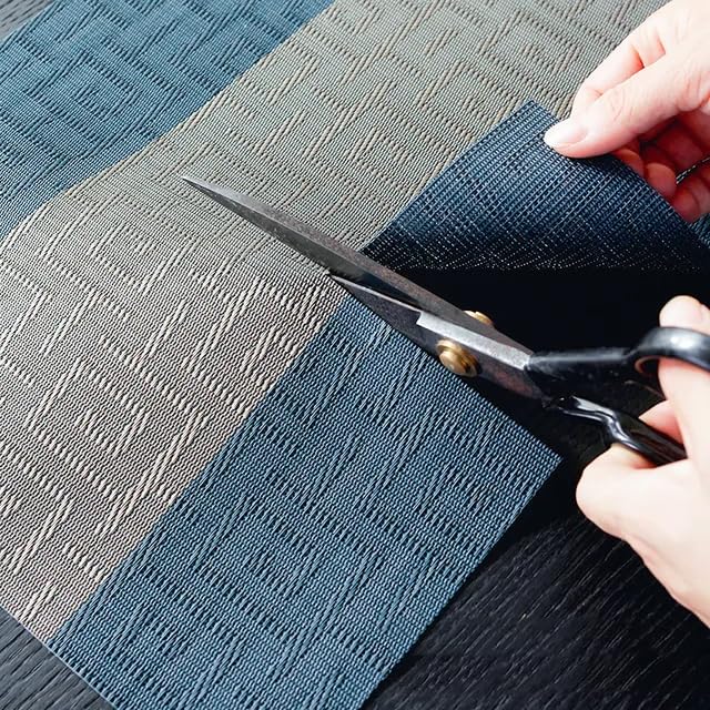 Image of Dining Table Placemats & Runner Set - Heat Resistant, Washable & Stain Resistant Woven Vinyl Mats | Table Runner & 4 Placemats Set for Stylish Dining (45x30 cm Placemats, 180x30 cm Runner)