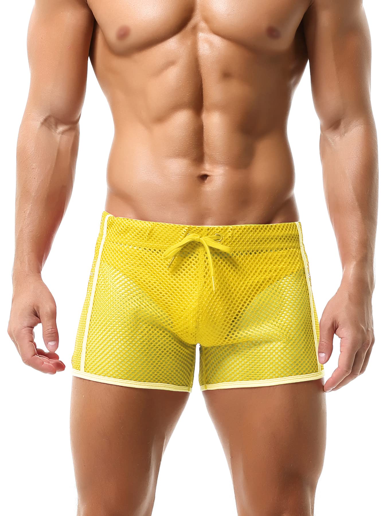 AIEOEMen's Sexy Underwear Breathable Mesh Boxer Briefs Soft Comfortable Underpants Stretch Athletic Trunks