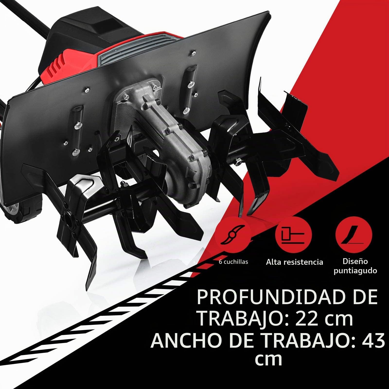 GOPLUS Motobloque Eléctrico de 1500 W con Interruptor de Doble Seguridad, Profundidad de Trabajo con Rueda para Jardinería y Cultivador