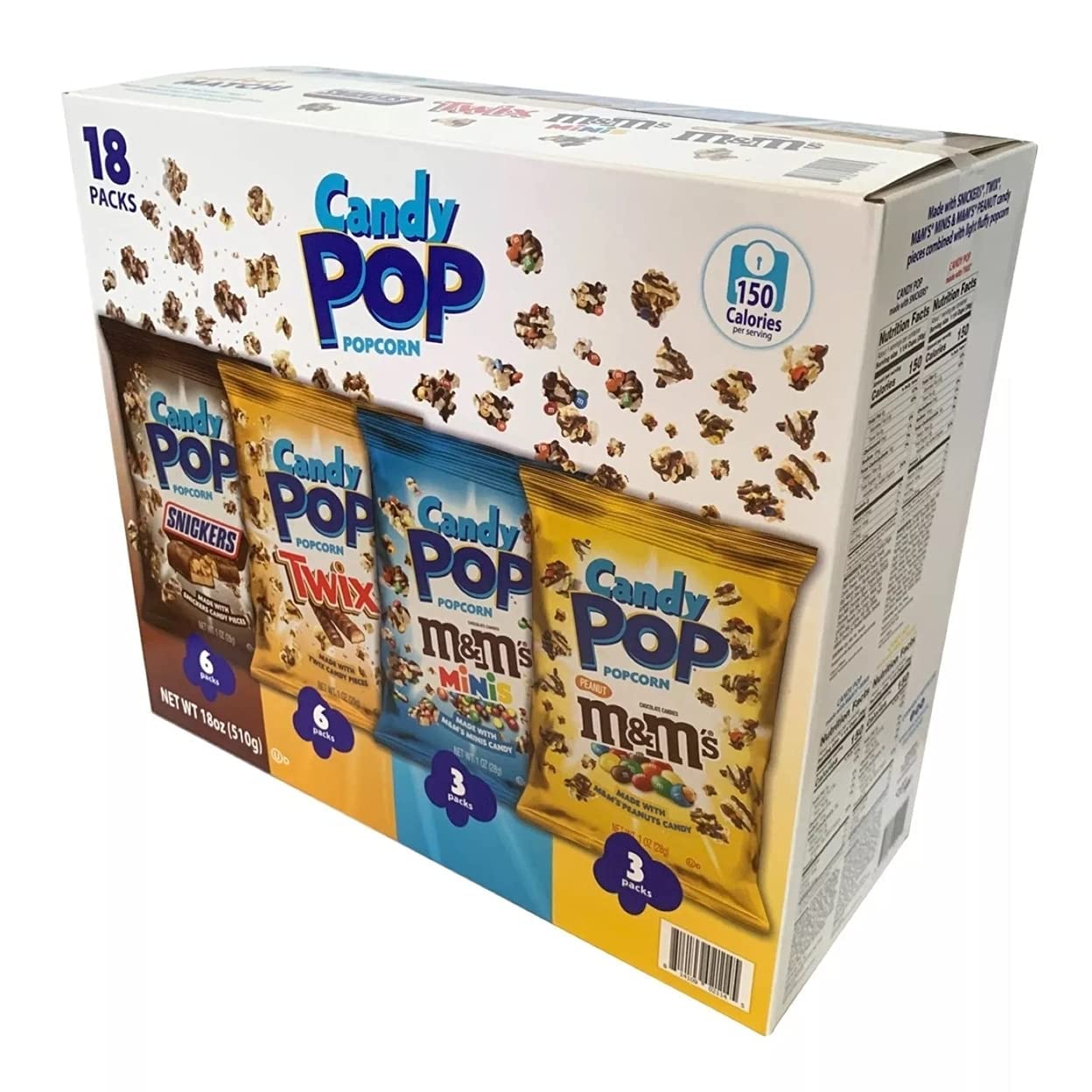 Snack Pop Candy Pop Popcorn Variety Pack, 1 Ounce (Pack of 18)