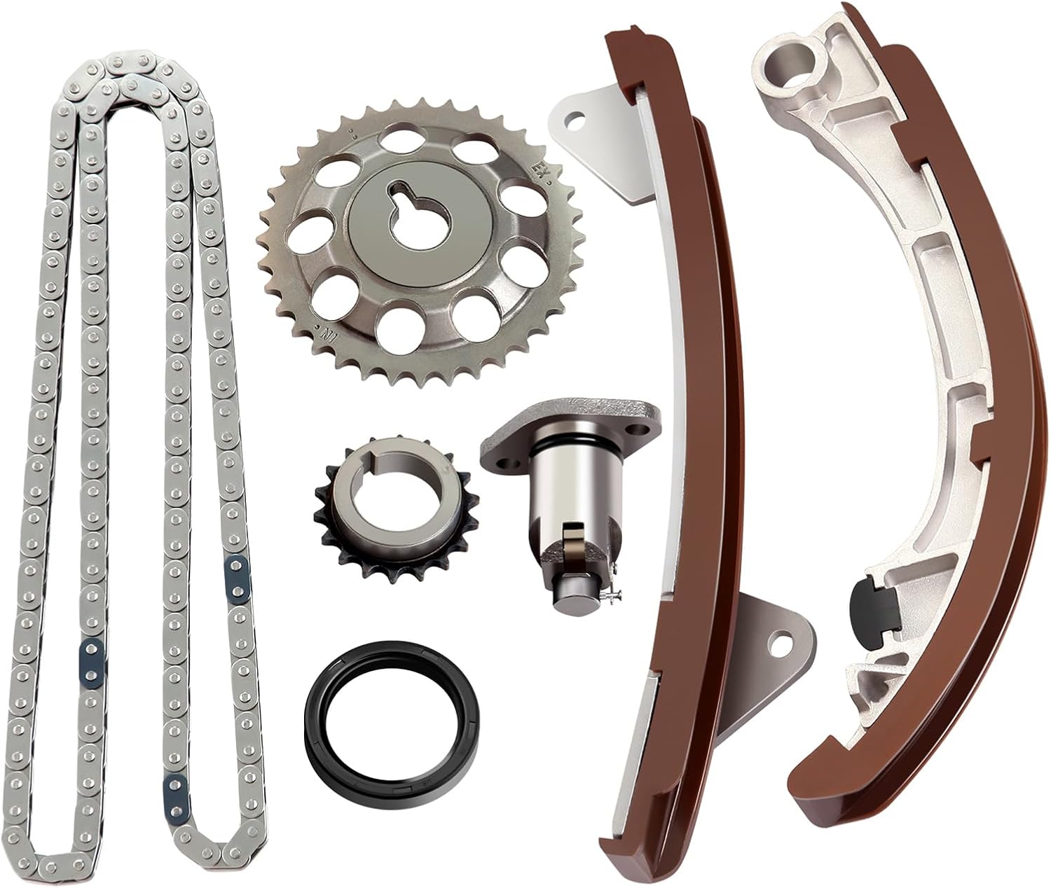 ECCPP Engine Timing Chain Kit Fits for Toyota Corolla, 2000-2008 for Toyota Corolla; 2003-2008 for Toyota Matrix; 2000-2002 for Chevrolet Prizm,w/Timing Chains Crank Sprocket Tensioner Guide Rail