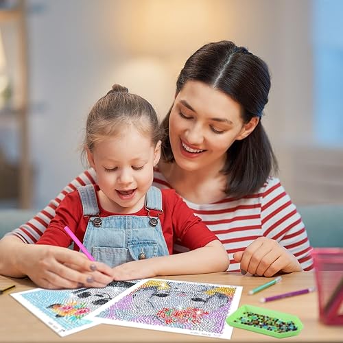 Miniatura 6 de Paquete de 9 kits de pintura de diamantes de animales para niños y adultos 5D lindos kits de arte de diamantes de perforación completa, pintura de