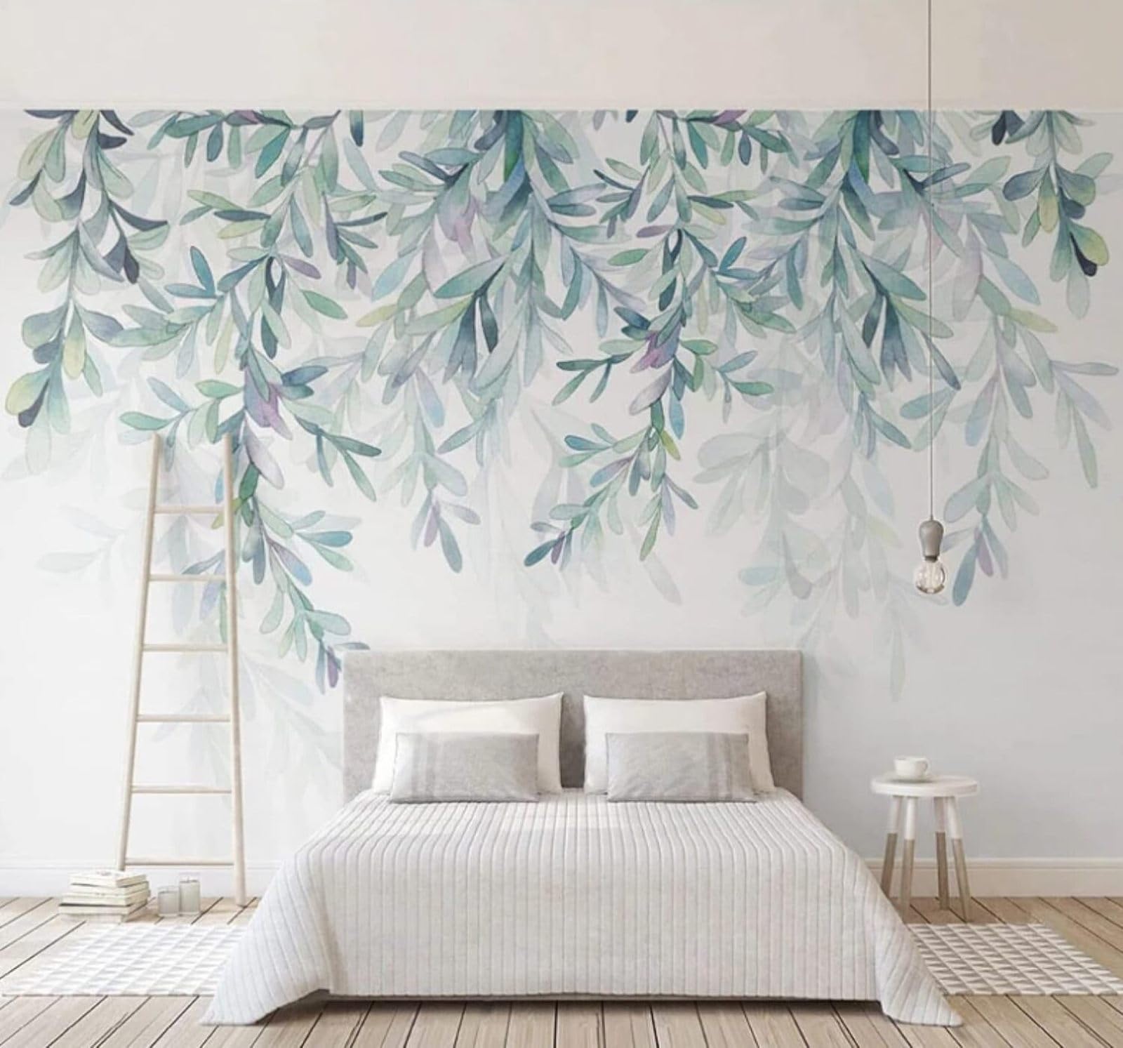 XLMING Minimalist Fresh Watercolour Green Leaves Art 3D Wallpaper Luxury Home Dining Decor Paste Sofa Living Room The Wall for Bedroom Mural-150cm×105cm
