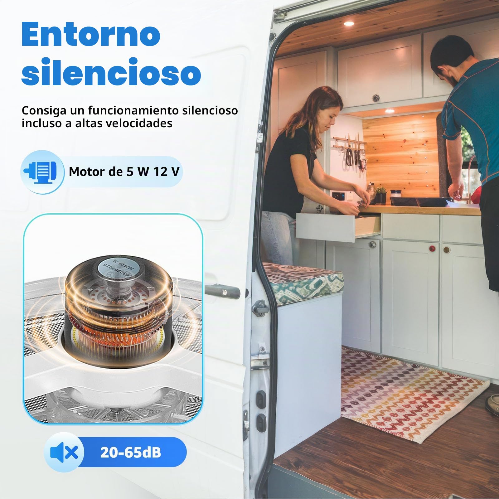 Ventilador de techo para autocaravana de 28x28cm | Ventana de techo para caravana | Ventana de techo insonorizada Ventilador silencioso extremadamente silencioso | Techo multifuncional para