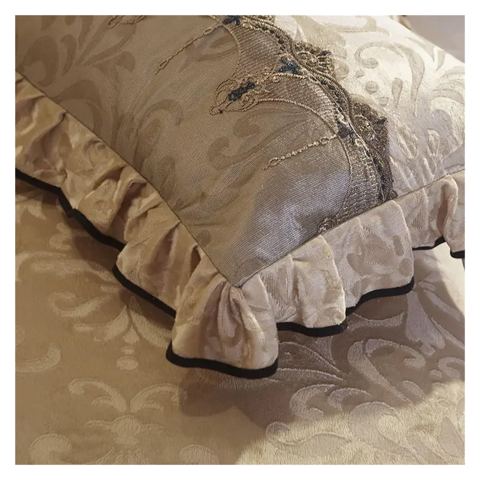 3 Stück Tagesdecke auf dem Bett Luxus Spitze Bettrock Dicke Schöne Bettwäsche Bettwäsche Bettlaken Home Tagesdecken Queen/King Size (Grau, 3 Stück 160 x 200 cm)