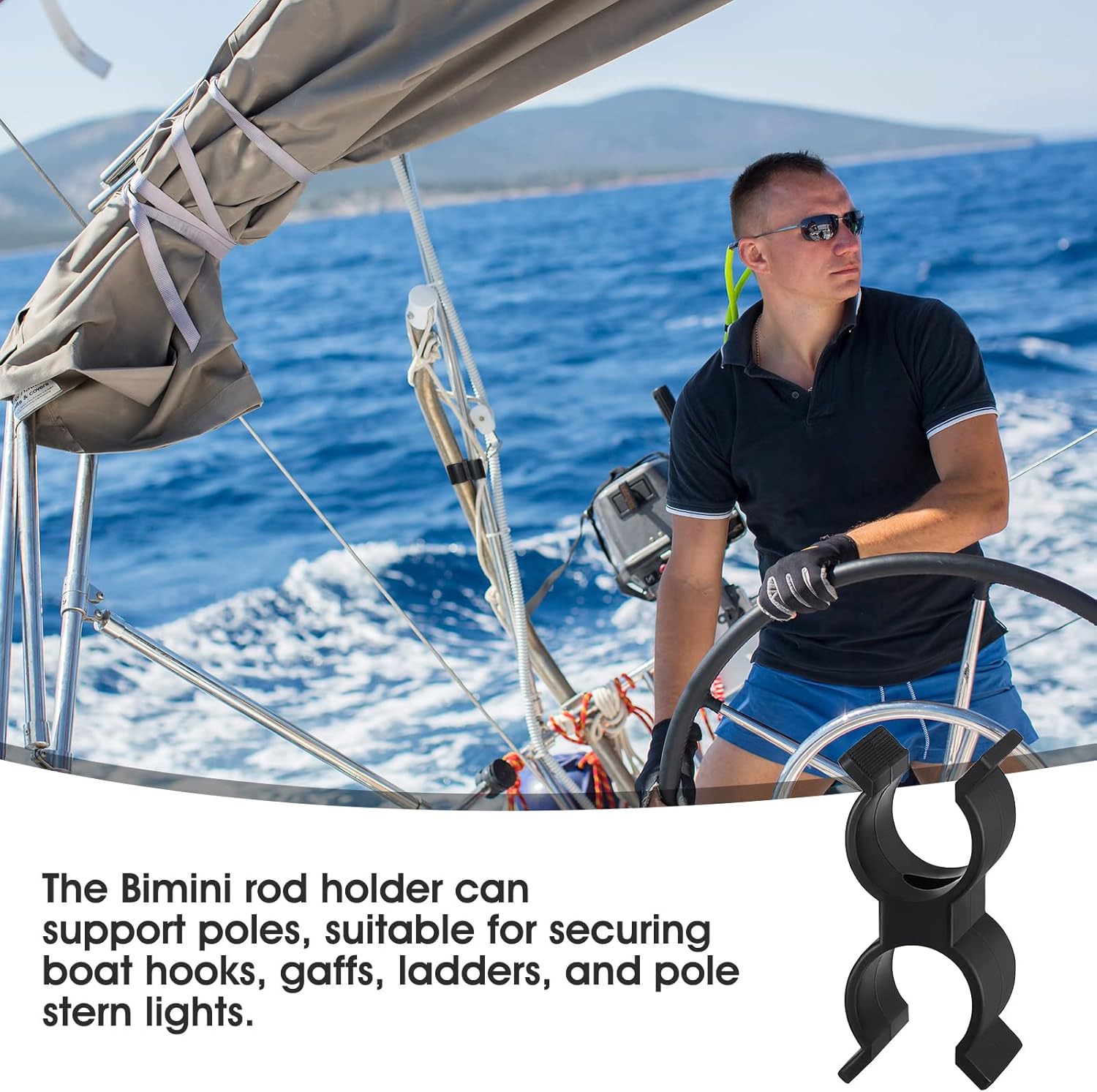 Timgle 4 Pcs Bimini Top Hardware Bimini Top Pole Clamps Bimini Bop Parts for Boats Pole Clamp Holder Boat Clip for Anti Rattle Bimini Brace Rowing Boat Dinghy Kayaks Accessories, Black