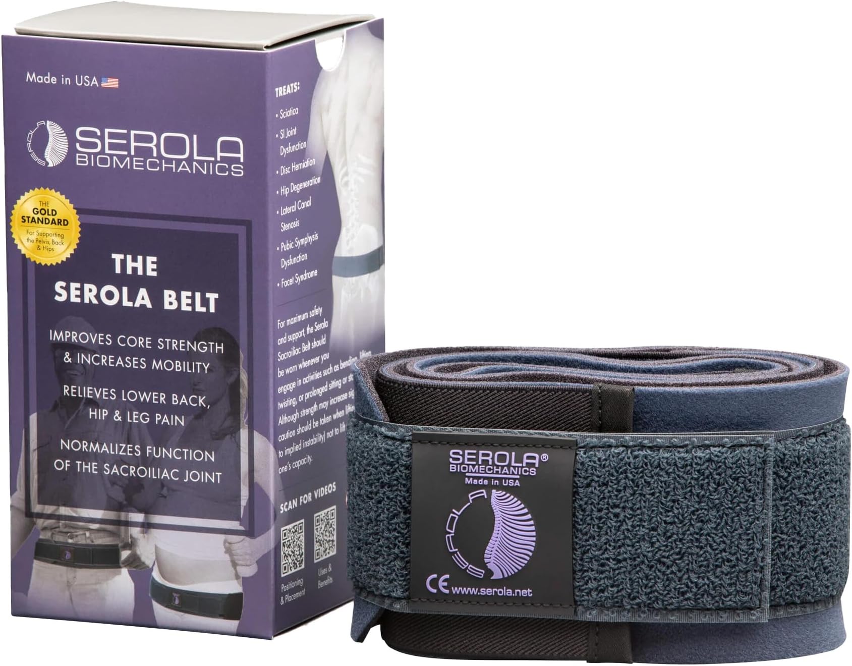 Serola Sacroiliac Belt for SI Joint Dysfunction โ (Medium fits 34โ to 40โ) Lower Back, Pelvic & Hip brace for Women & Men | Non-Slip, Adjustable & Breathable Brace