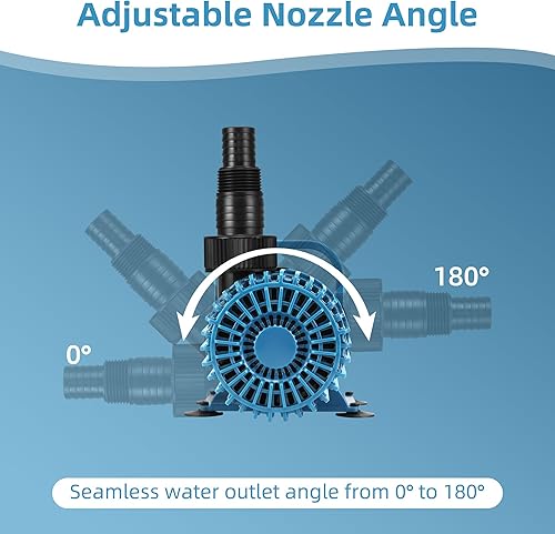 Miniatura 4 de Bomba de agua sumergible de 3000 GPH de 150 W para fuentes y estanques Koi, salida ajustable de 180, bomba de estanque con cable de 20 pies y bolsa