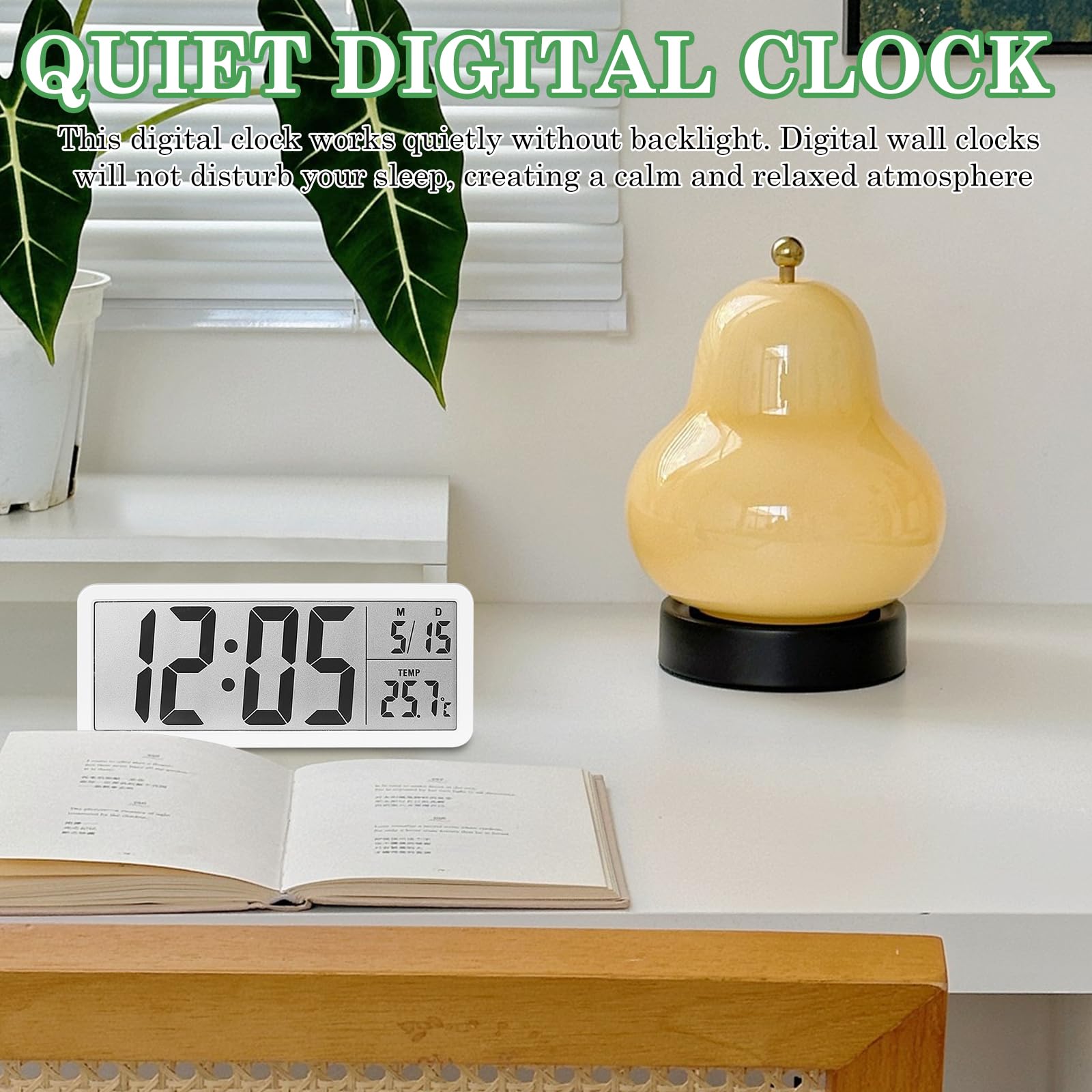 Horloge Numérique BORDEAG avec Température et Humidité, Date, pour Salon Chambre Bureau