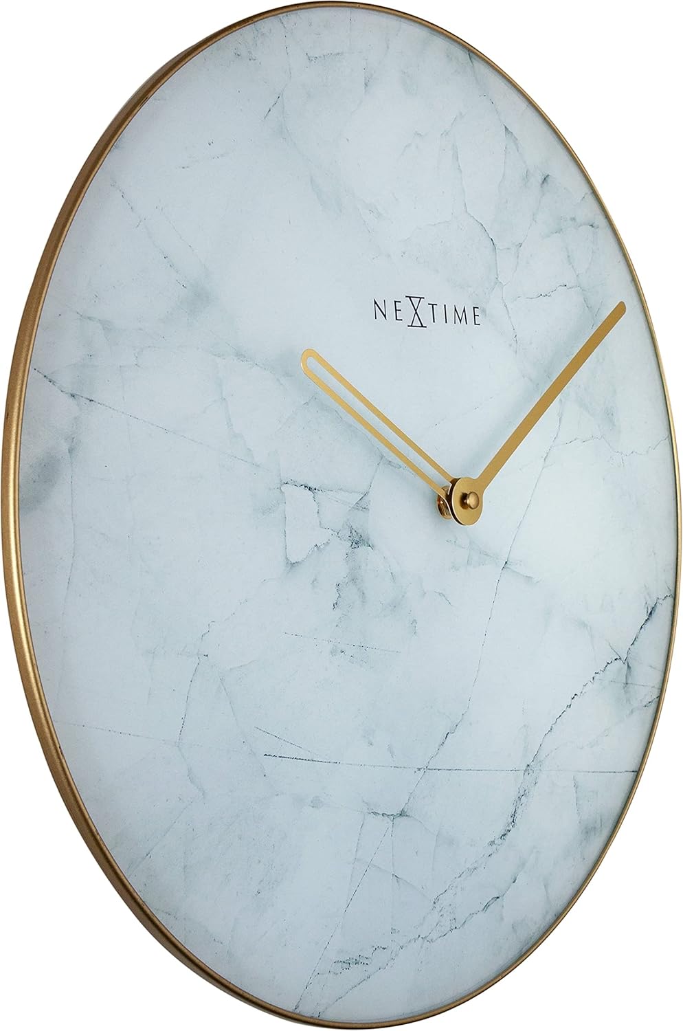 NEXTIME Wall Clock-Ø 40 cm-Glass/Metal-White-'Marble', 40