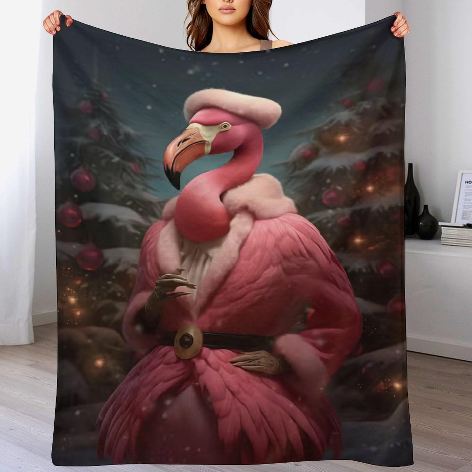 Couverture polaire flamant rose 140x180 cm lit et canapé