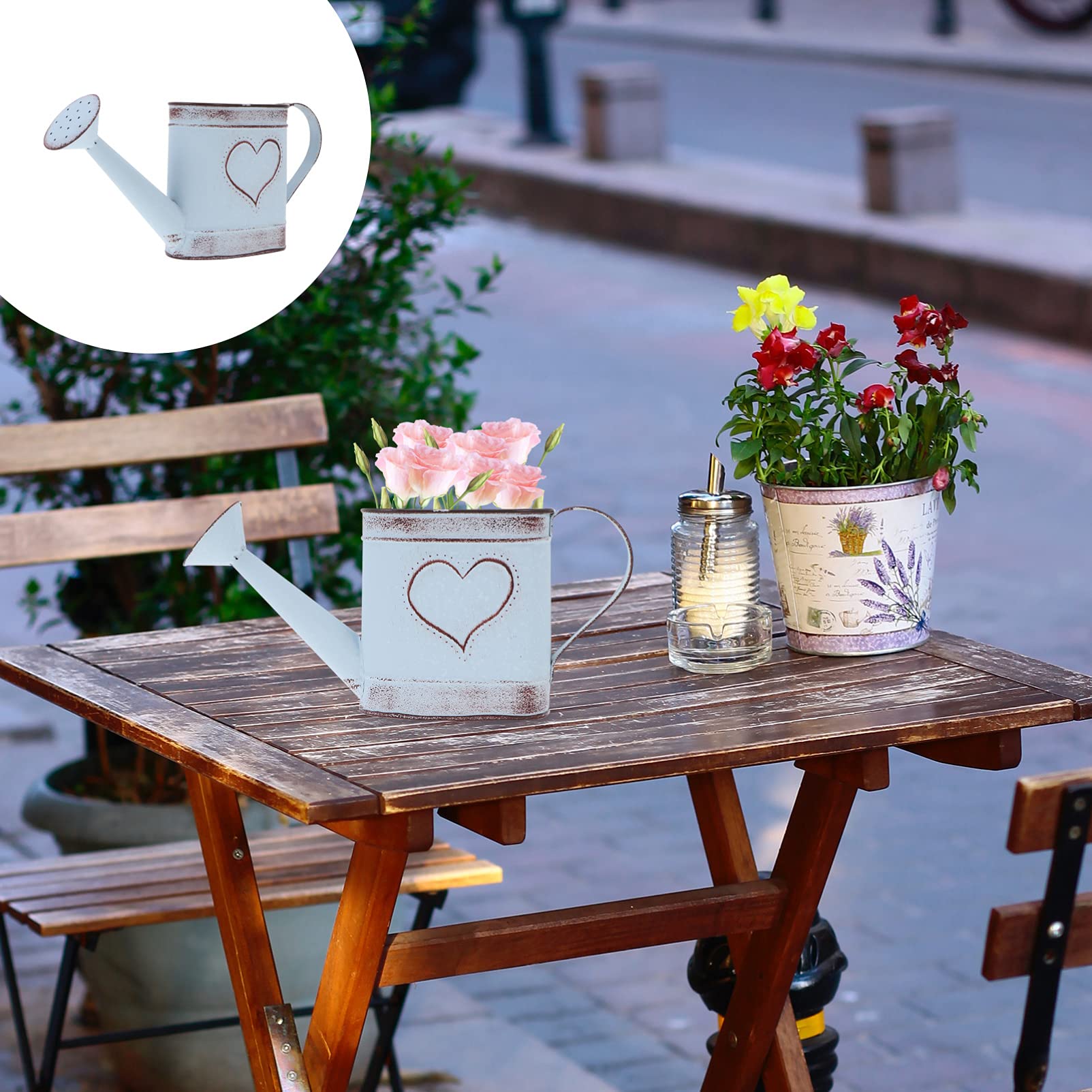 Konewka, doniczki do kwiatów, doniczka, doniczka do kwiatów, doniczka do kwiatów, metalowy wazon shabby chic, rustykalne wiadro, wazony do domu wiejskiego, do kwiatów, konewka, doniczki do kwiatów, de