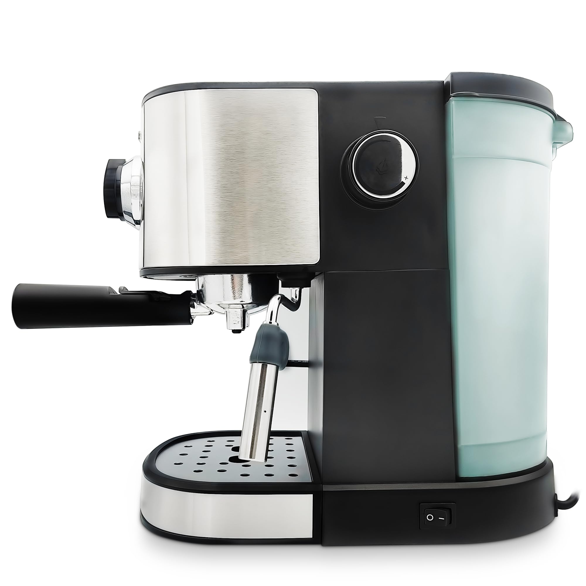 Grunkel - Cafetera Espresso de 15 bares presión - CAFPRESO H15 - y Vaporizador orientable y Filtro Doble Salida en acero inoxidable. Bandeja antigoteo y protección Sobrecalentamiento. 1L 850W