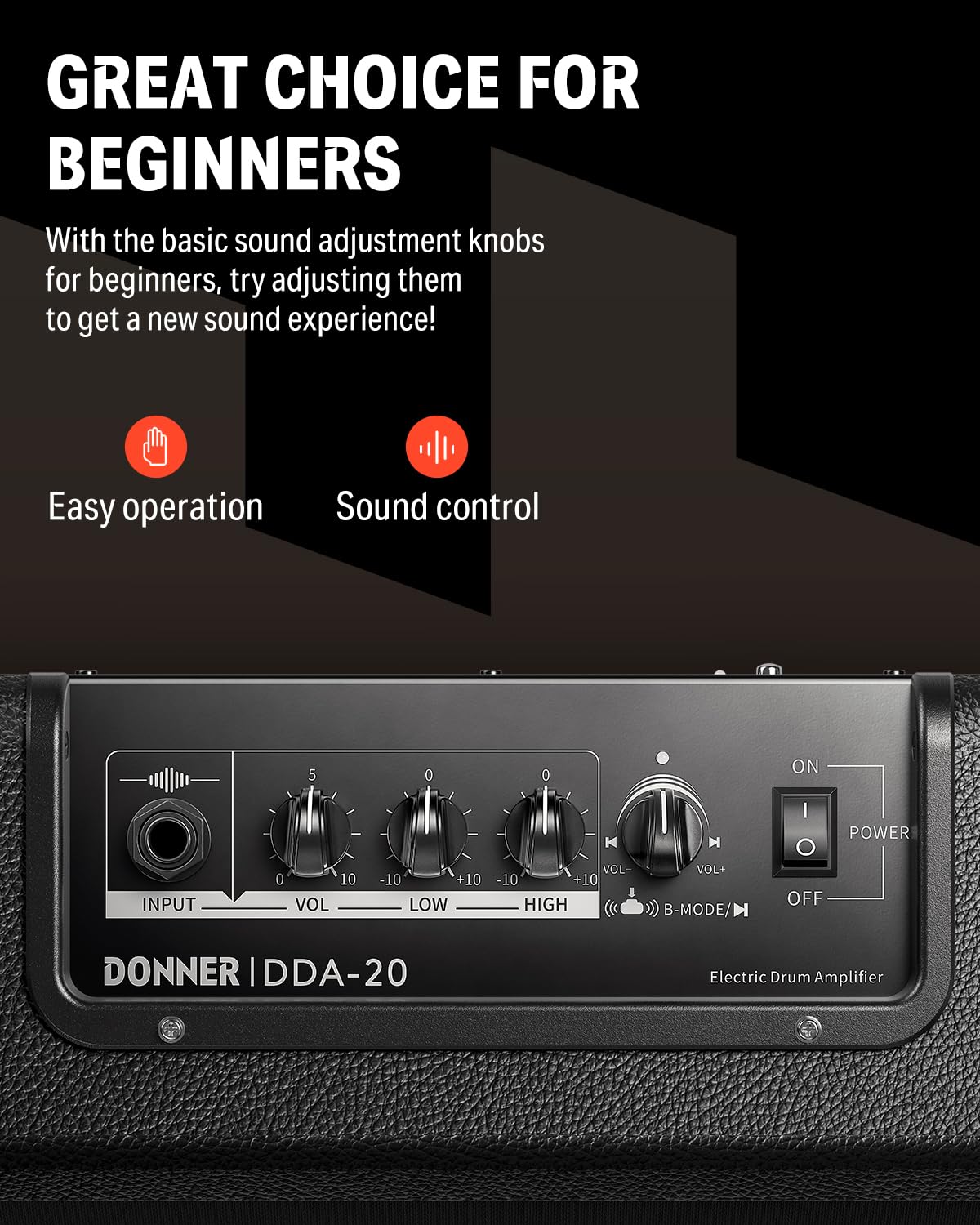 Donner Mini Electric Drum Amp 20W, Wireless Electronic Drum Amplifier Keyboard Speaker DDA-20 Portable for Home Practice