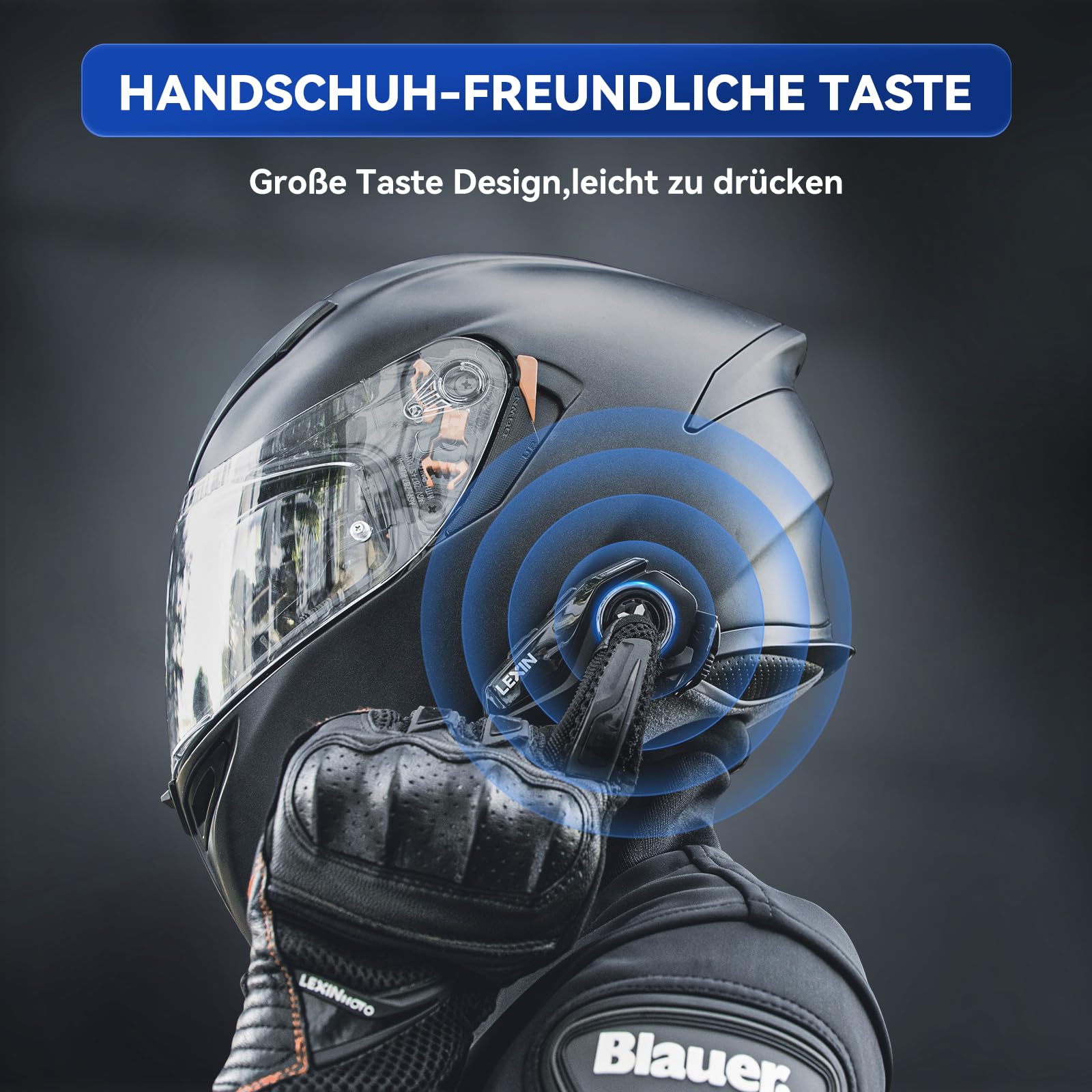 LEXIN G2P Motorrad Bluetooth Headset, Helm Kommunikationssystem für 2 bis zu 6 Personen in Reichweite von 1000m, IP67 Wasserdicht Freisprecheinrichtung mit FM Radio, Einzelpack