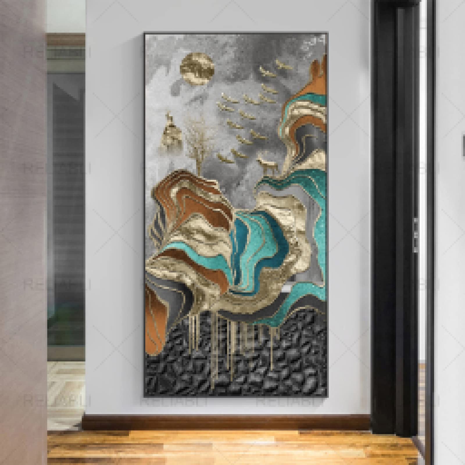 Tableau marbre et or abstrait haut de gamme 50x100cm - 6