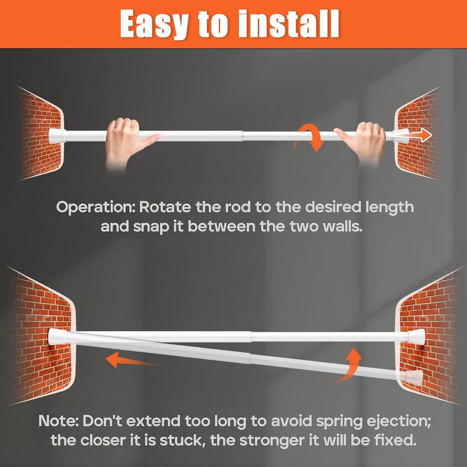 Spring Adjustable Curtain Rod, Small Tension Curtain Rod, No Need To Drill Holes, Expandable And Retractable Curtain Rod, Suitable,for Kitchen, Wardrobe, Bedroom (Size:21"-35")