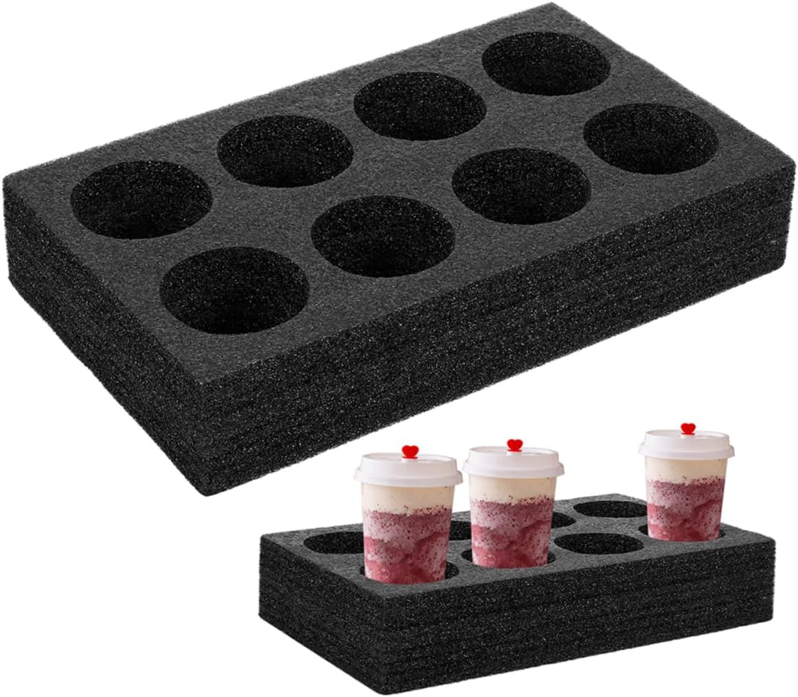 Cabilock 8Pcs Cup Carrier Trays Beverage Take Out Holder for Tea and Soft Drinks Insulated Design for Temperature Control for Busy Beverage Shops and Kitchens