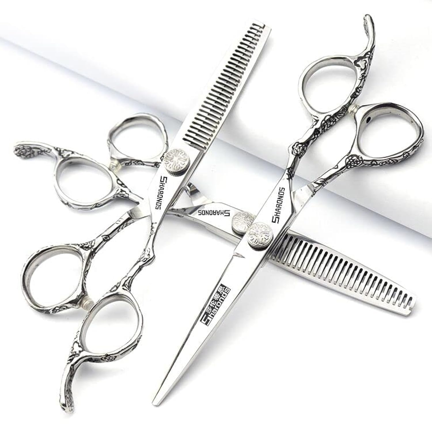6 Zoll japanische friseurschere silberne Schlange texturierte Haar-Shop Friseurschere Friseurschere profi haarscheren set Haarschneider (6-inch 3pc)