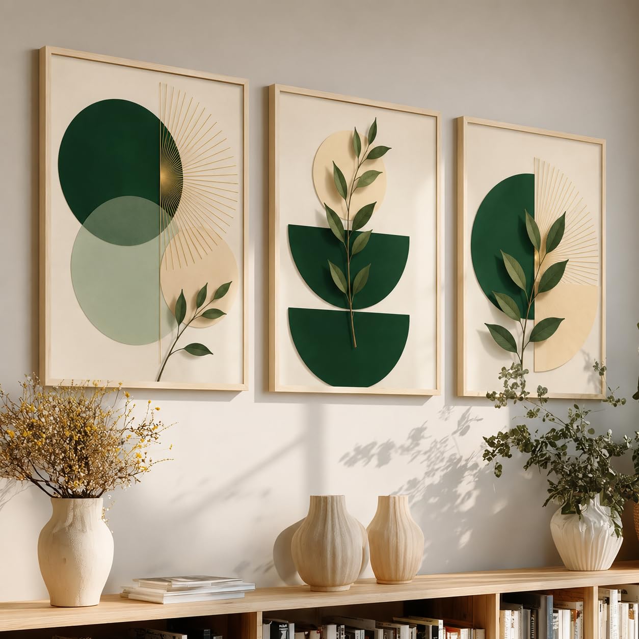 Artisoul Creations-Boho Aesthetic Wall Painting For Living Room Decoration Big Size, Framed Painting for Wall Decoration, Wall Decor For Bedroom, living room hotel office Multicolor wall art set of 3 ( 13x19 inch )-image-22
