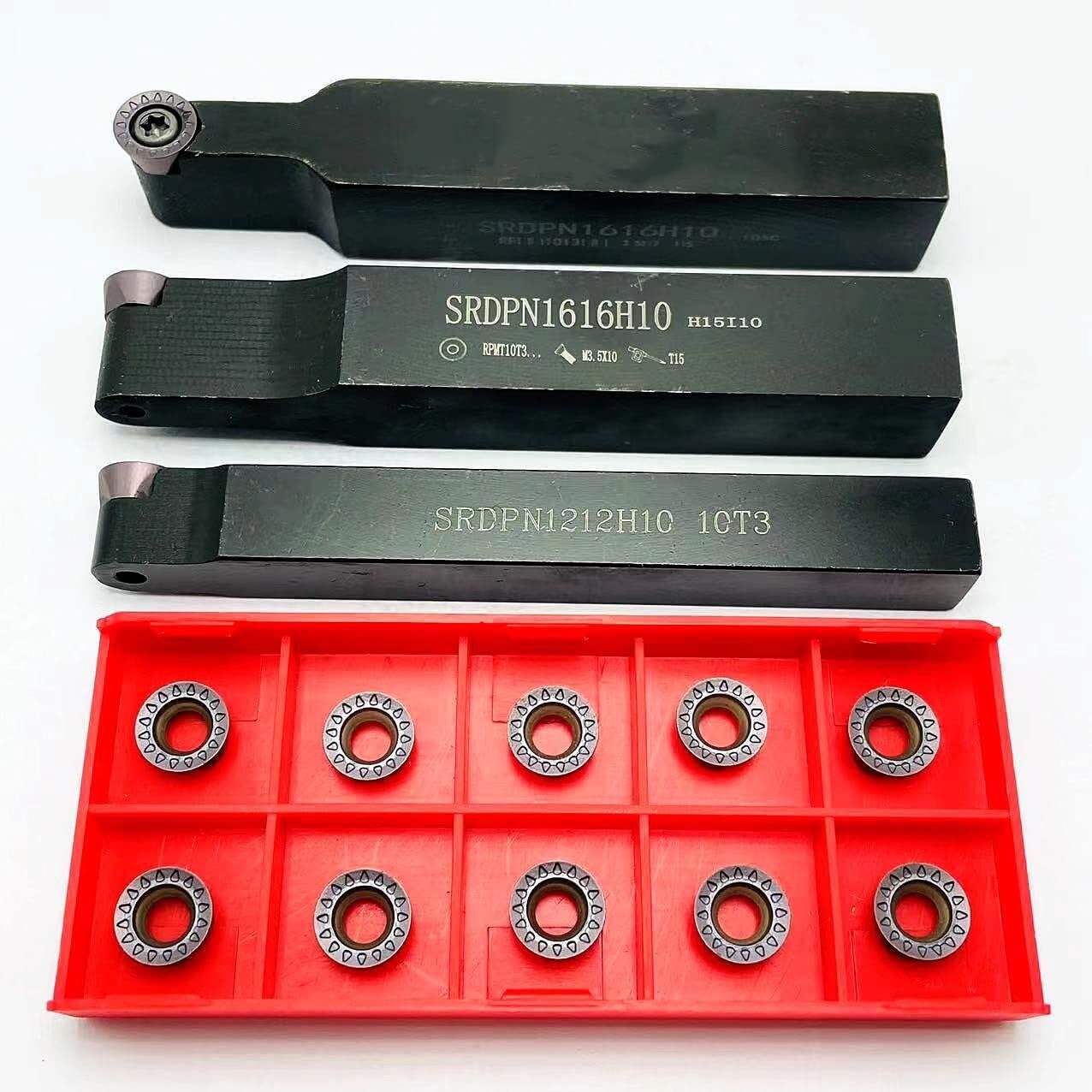 Set portautensili tornitura 10 pezzi con utensili in metallo duro | Include portautensile e 10 utensili di tornitura con inserti in metallo duro per lavorazioni CNC e manuali