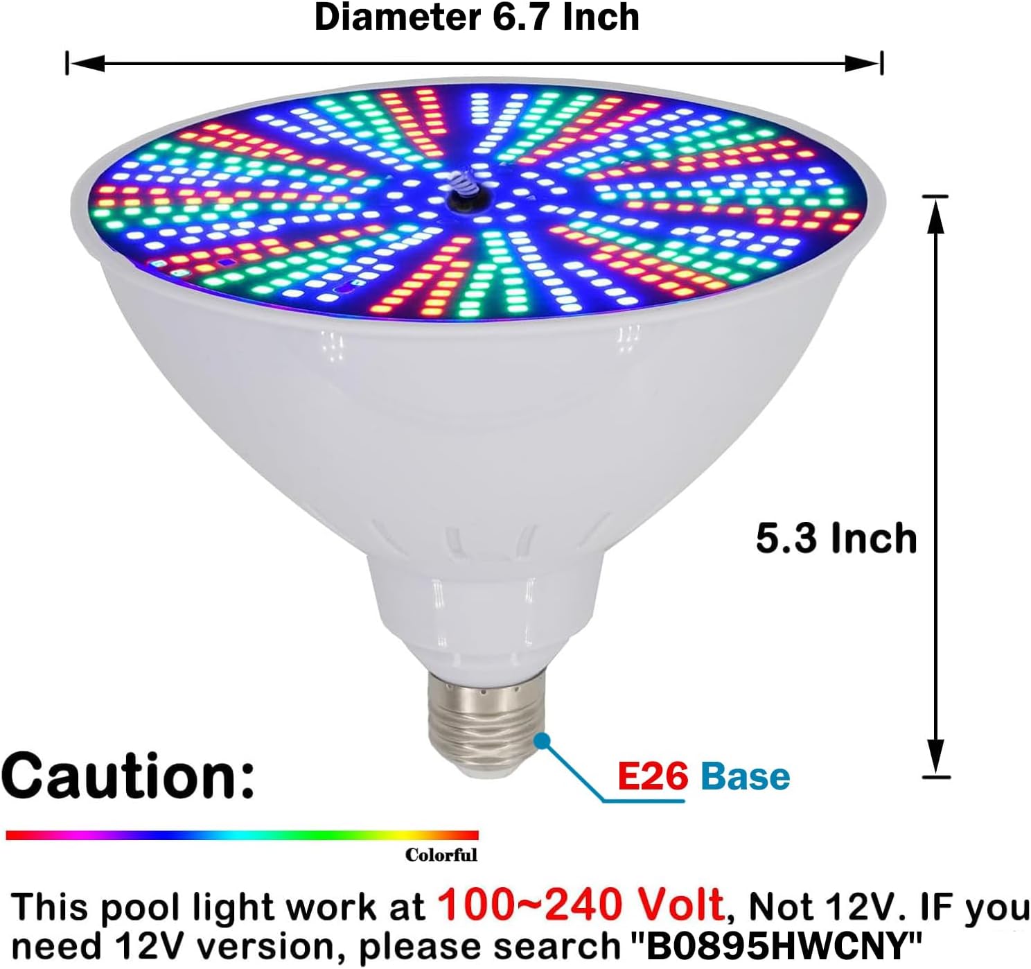 120V 50W Pool Lights for Inground Pools, Color Changing Pool Light Bulb with Remote Control, Replacement Bulb for Pentair, Hayward and Other E26 Screw in Type Bulbs