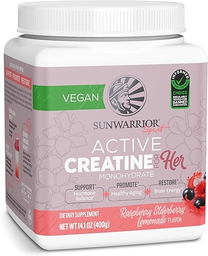 Miniatura 1 de Sunwarrior Monohidrato de creatina en polvo para mujeres  Fortalecimiento muscular antes del entrenamiento, vegano, apto para dieta cetogénica,