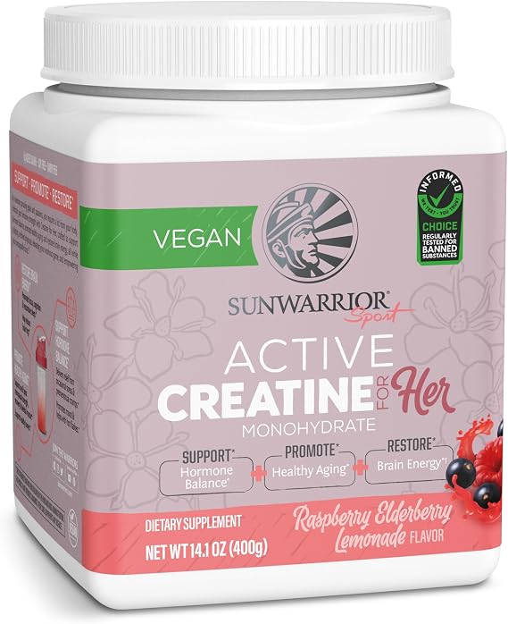 SUNWARRIOR Raspberry Elderflower Active Creatine Monohydrate لها ، 14.1 OZ