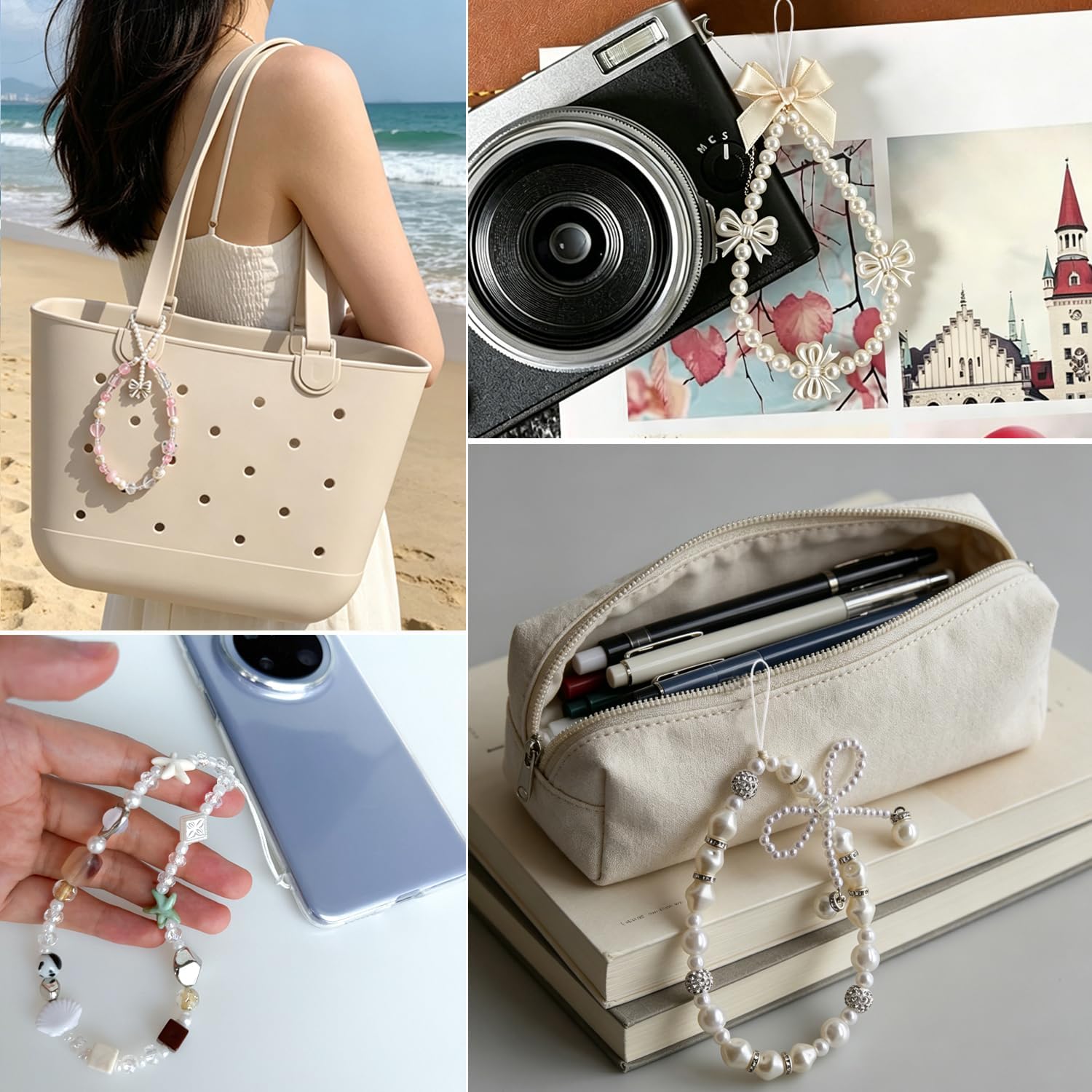 6 Pcs Phone Charm, Camera Wrist Strap Cute Bag Chams Keychain Wristlet thumbnail