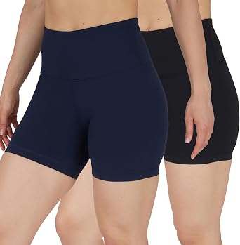 90 Degree By Reflex Womens High Waisted Biker Shorts Ribbed Workout Yoga Running Tummy Control Spandex Short