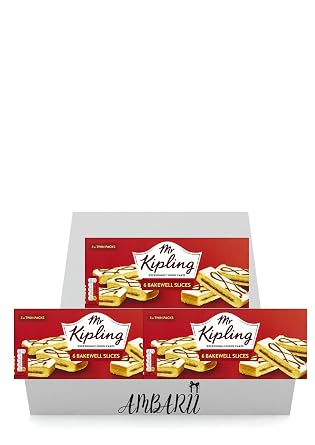 AMBARII Mr Kipling Bakewell Slices, Traditional British Cake, 6 Slices per Pack, Pack of 3