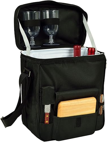 Miniatura 3 de Picnic at Ascot Cesta de picnic personalizada con monograma para vino y queso con tabla de cortar de madera dura, cuchillo de queso y sacacorchos,