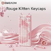 Vista 2 de EWEADN MOA Cute Cat Keycap, 121 Double Shot PBT Custom Keycaps for Mechanical Keyboard, Universal Compatiability Pink keycaps for 100%, 75%, 65%