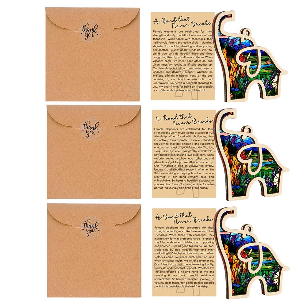 Rersduyt Friendship Elephant Valentines Ornament with Story Card, Sisterhood Elephant Ornament for Women Tribe, Friendship Gifts