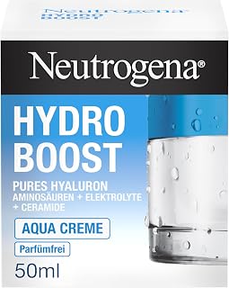 Neutrogena Hydro Boost Aqua Creme, parfümfreie Gesichtscreme mit Hyaluronsäure, Aminosäuren, Elektrolyten und Ceramiden, intensive Gesichtspflege für glatte und geschmeidige Haut 50 ml
