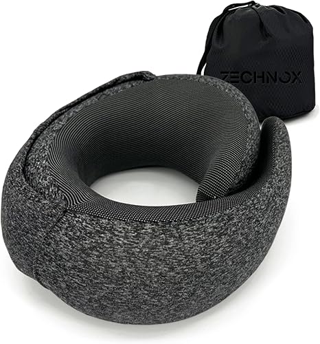 2024 Ergonomic Travel Neck Pillow with Stowable Hood,Neck Pillow Airplane,Premium Memory Foam… — travel essential