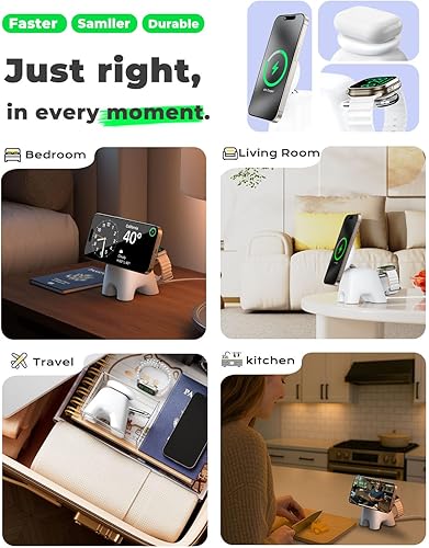 Miniatura 7 de Estación de carga inalámbrica magnética 2025, soporte de cargador ultrarrápido de 15 W para iPhone 17, 16, 15, 14, 13, 12 Pro Max, 5 W para Apple
