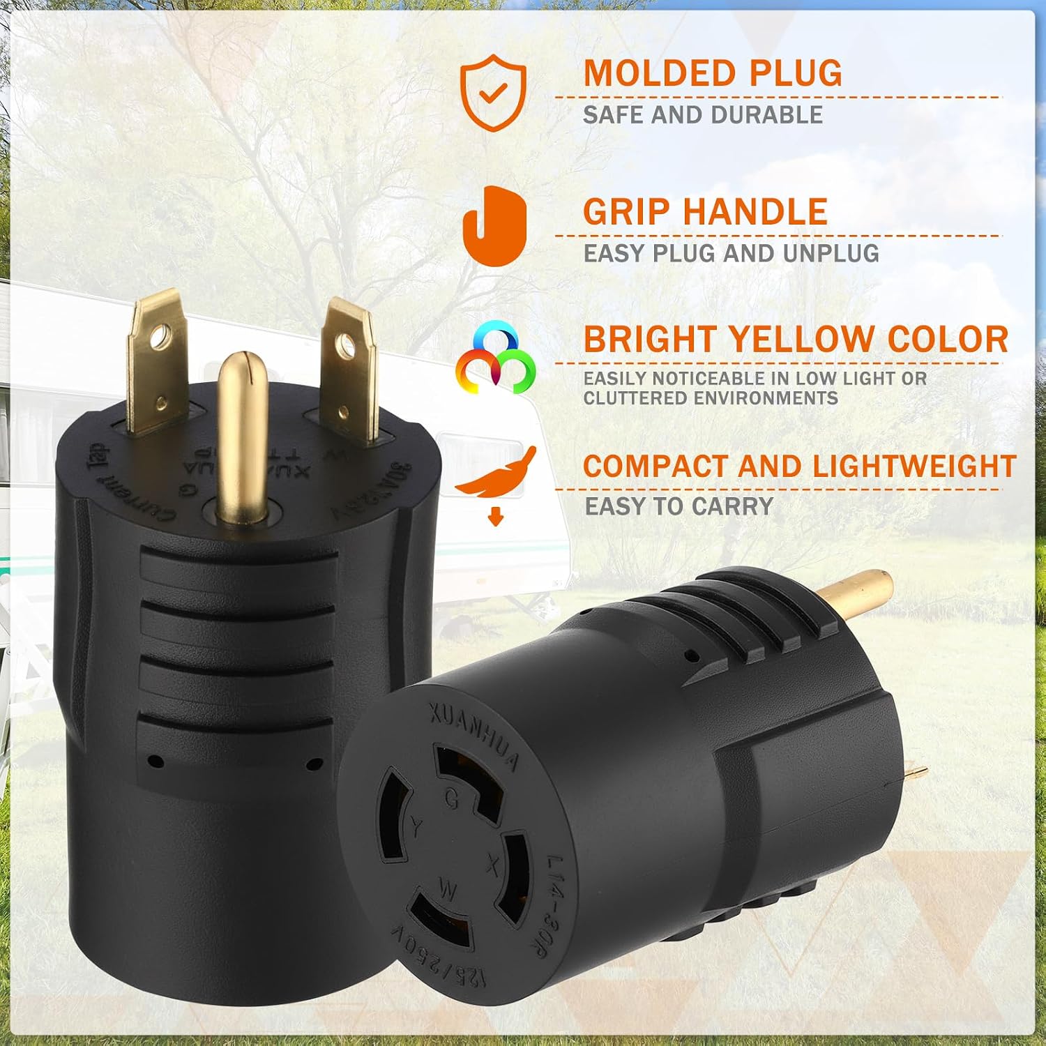 Kanayu NEMA TT-30P to L14-30R Generator Transfer Switch Adapter, 30 Amp 3 Prong to 4 Prong Lock RV Generator Plug Adapter to House Inlet Box(Black)