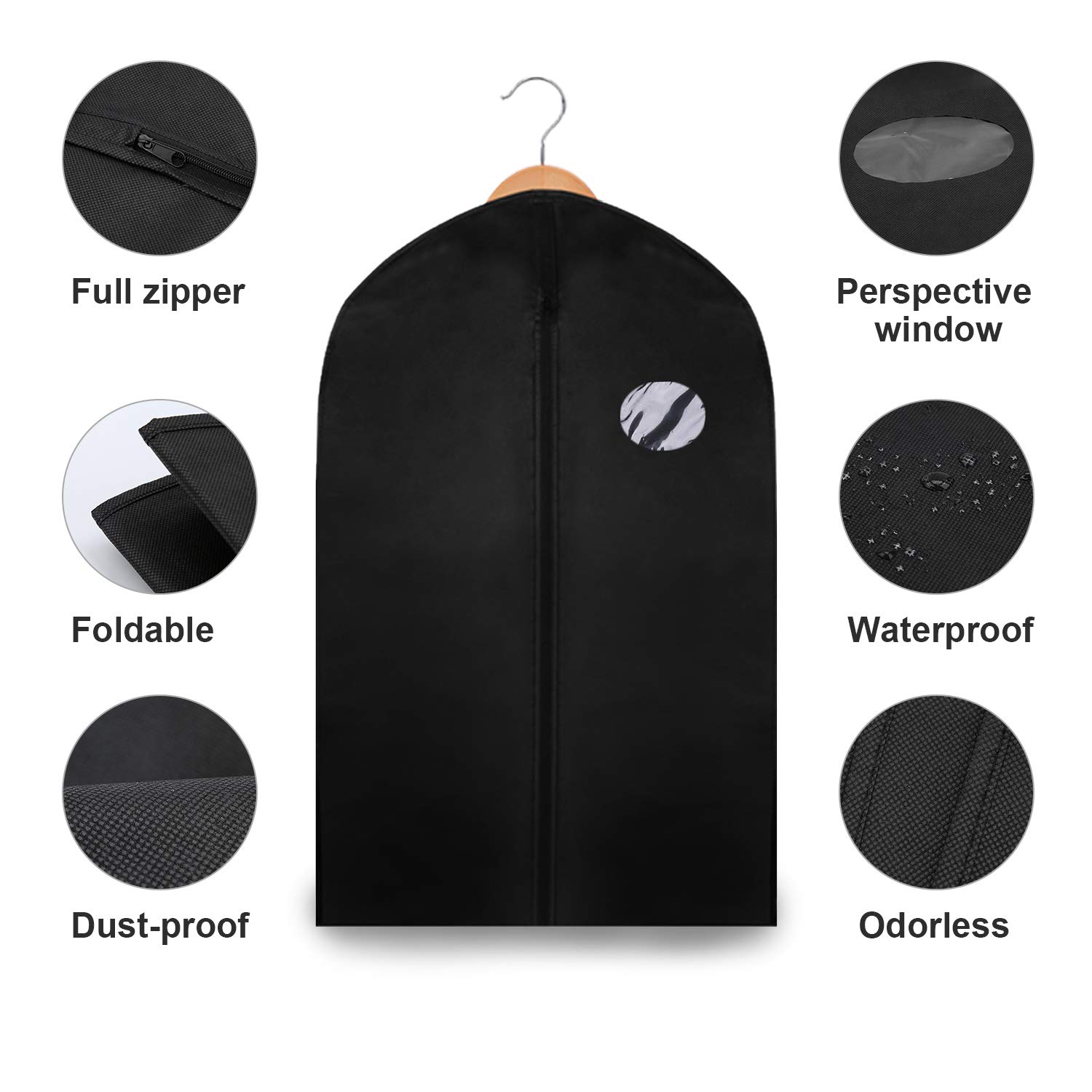Jopassy Set di 3 custodie per abiti di alta qualità, 150 x 60 cm
