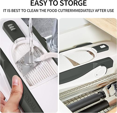 Miniatura 6 de ONCE FOR ALL - Mandolina segura y mejorada plus, picador ajustable de alimentos y verduras, cortador de papas fritas, hoja desmontable, utensilio