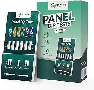 AssureTech Panel Dip Tests, Multi-Drug Urine Test Kit, Detect 6 Drugs in One, AMP, BZO, COC, MET, OPI, THC, Rapid Instant Drugs Test-5 Pack