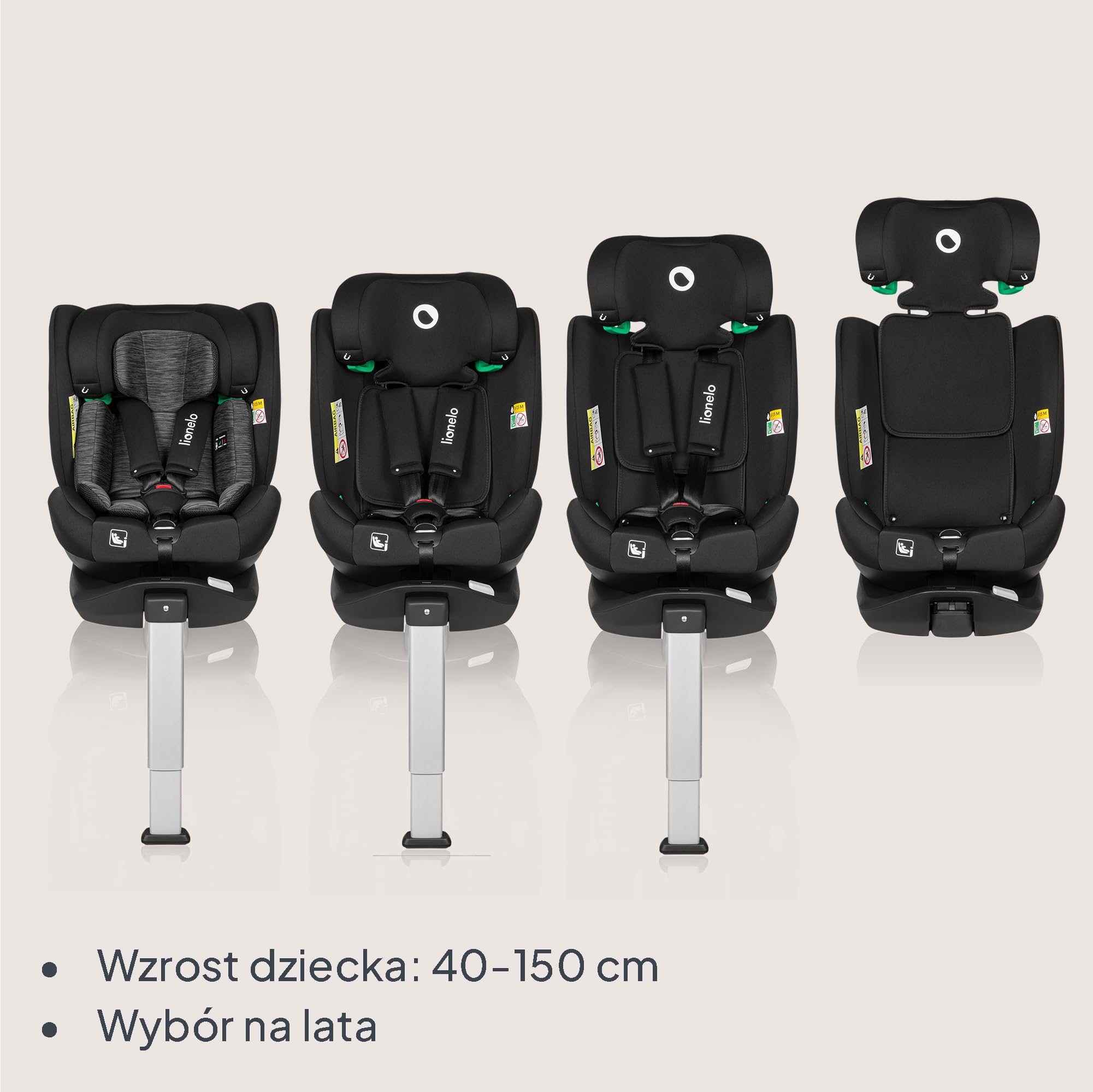 Lionelo LO-BRAAM I-SIZE BLACK CARBON Fotelik Samochodowy, Czarny, 0-36 kg