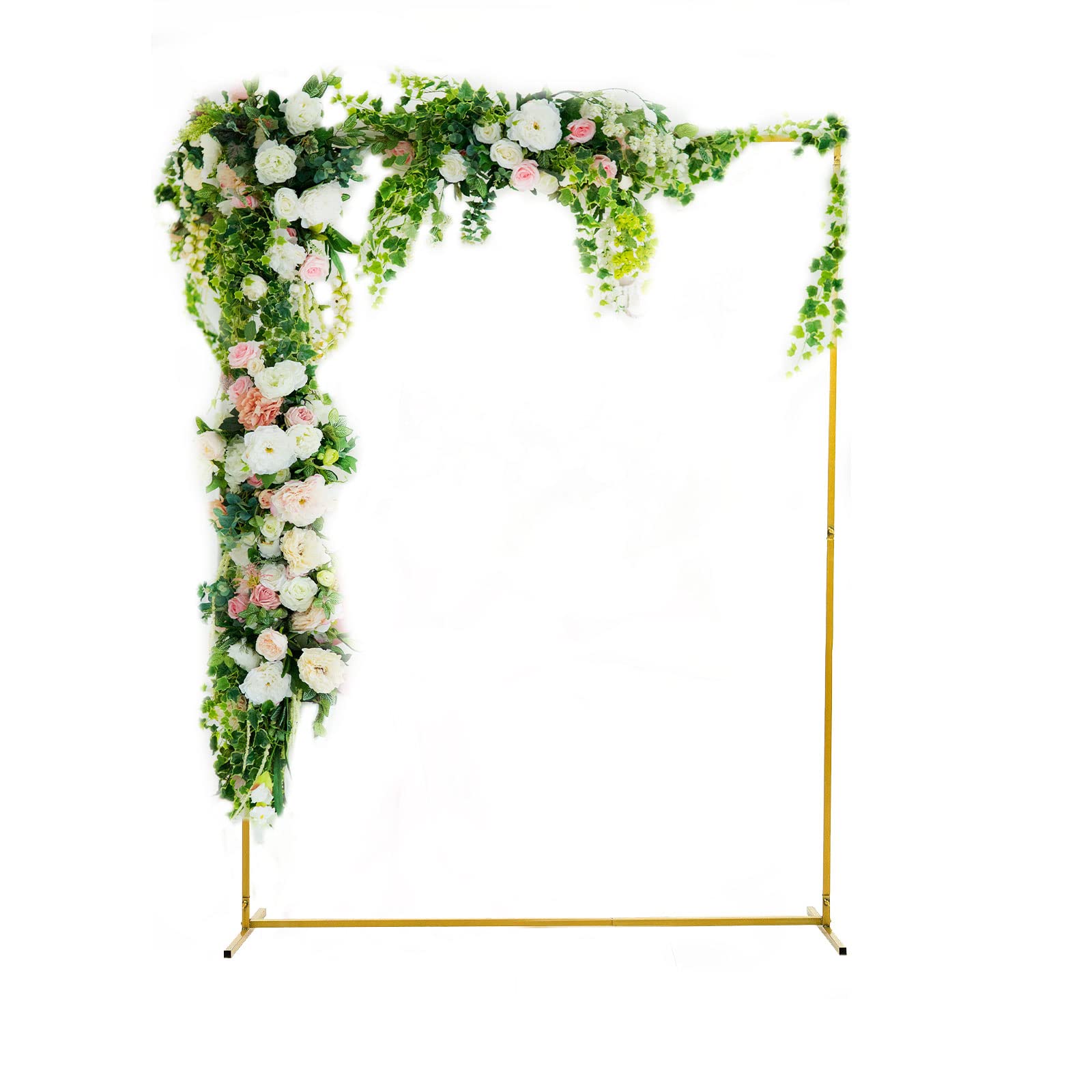 Photo 1 of *Loose Hardware-Unknown Missing* Ganggend Wedding Arches, 6.6FT x 5FT Gold Flowers Frame Backdrop Stand, Square Arch with Accessories, Beautiful Props for Anniversary Birthday Party Ballon Décor 6.6 X 5 FT