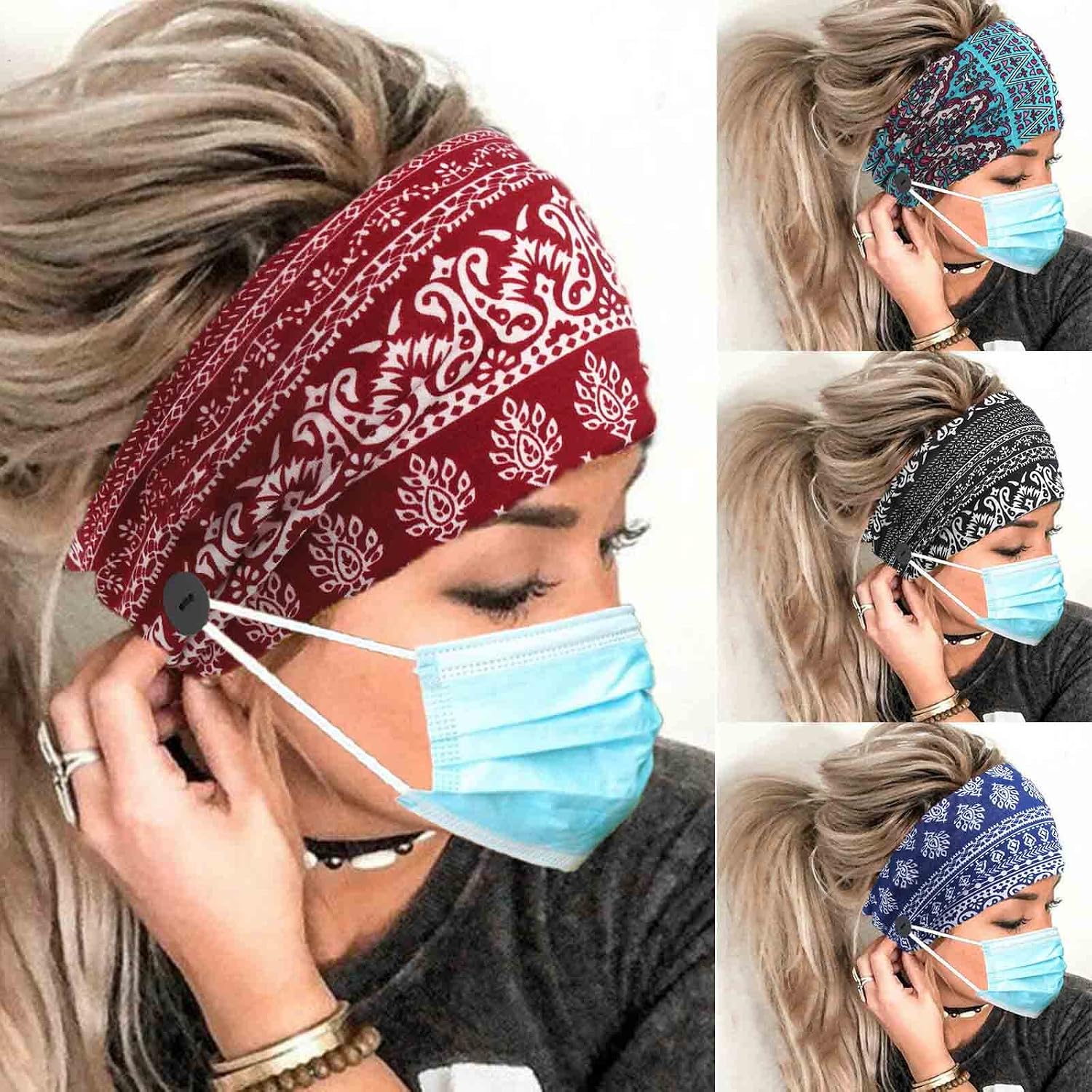 Olbye Leopard Button Headband - Non Slip Hair Accessories